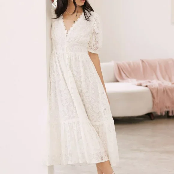 blue pepper | Dresses | Nwt Blu Pepper White Lace Detail Midi Dress |  Poshmark